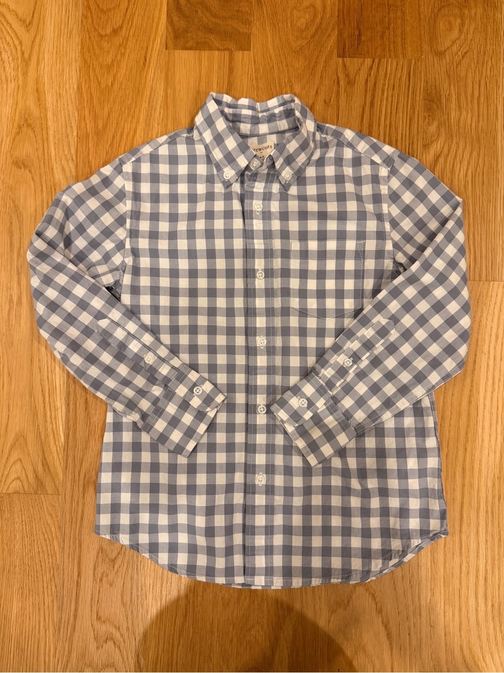 J Crew Factory Boys’ Classic Blue & White Gingham Button-Down Shirt